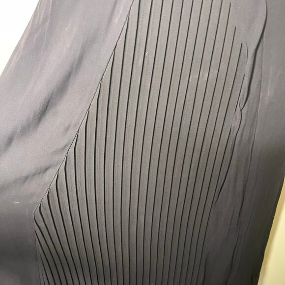 Brochu Walker Pleated Front Detail Black Onyx Silk HILDE Midi Dress SMALL sz S - Picture 12 of 13